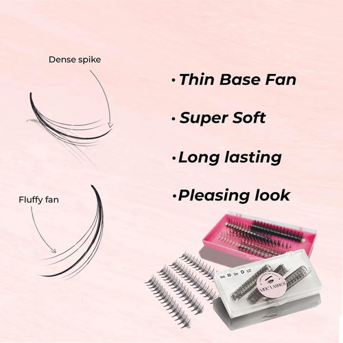 MDC LASHES Promade Wispy Lash Extension Volume Lashes 1000fans 0.05-0.07 Thickness, C/D/CC Curl, 8-18mm Loose Fans False Eyelashes 5D 7D 9D for Fluffy Eyelash Cluster, Soft, Long Lasting