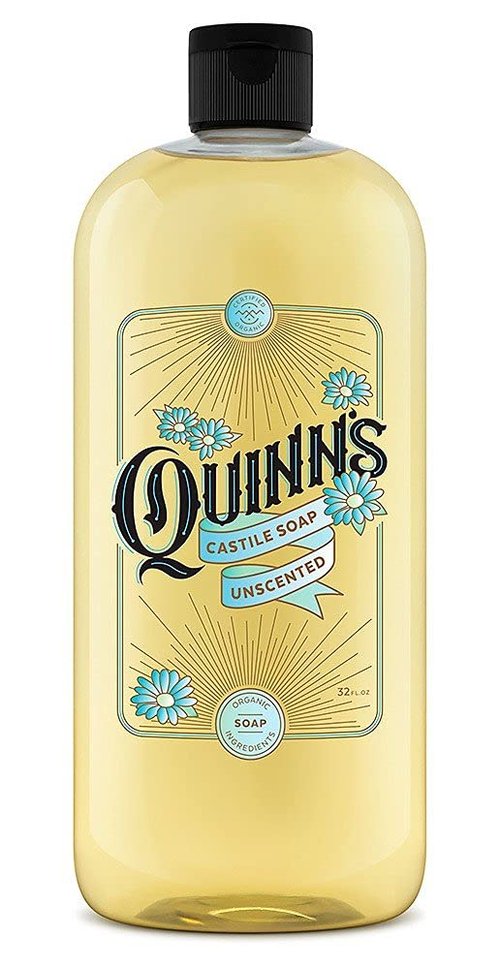 Quinn's Pure Castile Organic Unscented Liquid Soap 32 oz Alcohol Free Rose Witch Hazel with Aloe Vera 16oz