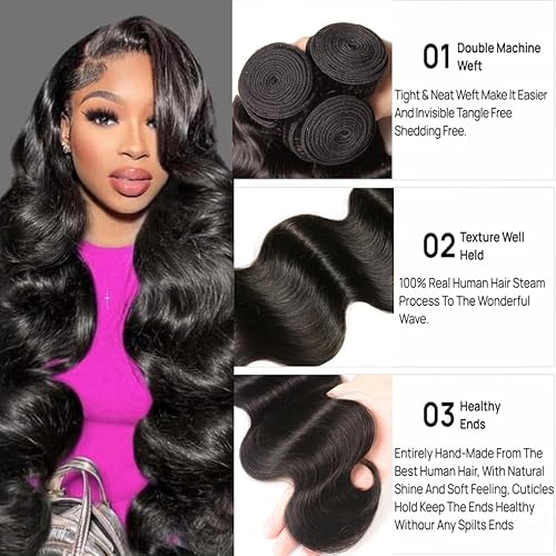 UNICE Malaysian Body Wave Human Hair Weave 3 Bundles 100% Unprocessed Virgin Human Hair Weave Sew In Human Hair Extensions Natural Color 14 16 18 inches