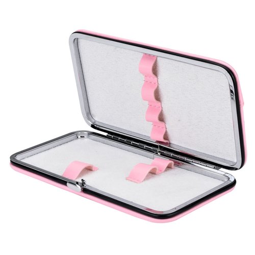 Small Tweezers Case for Eyelash Extensions, PU Leather Empty Storage Bag, Portable Travel Grafting Extension Makeup Tools Scissors Lash Brush (Pink) (TC-P)