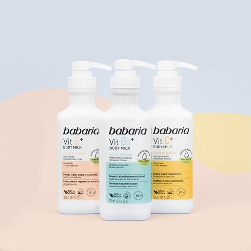Babaria Vitamin B3 Body Milk - Nourishing Body Lotion for Women and Men - Enhances Skin Barrier - Moisturizing Body Cream for Sensitive Skin - 2 pc