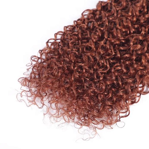 ZCMYVINND Reddish Brown Kinky Curly Human Hair Bundles Copper Red Bundles 08 10 12 Inch 300g Double Weft Unprocessed Brazilian Virgin Remy Hair Auburn Brown Jerry Curly Bundle Color 33 Soft and Silky