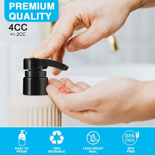 20-Pack Shampoo Pumps for Liter 33.8 oz Shampoo and Conditioner, Pump Dispenser Fits Most Salon Bottles with 1-inch Wide Opening, Black & White Replacement Pump for Soft Hair Products, Body Wash