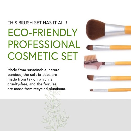 Honeybee Gardens Eco Friendly Professional Cosmetic Brush Set
