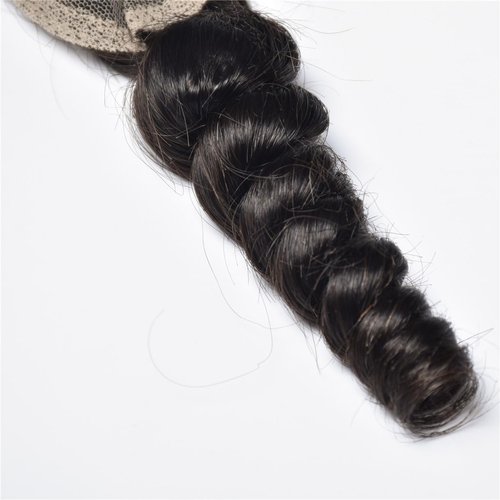 Brazilian Loose Wave 2x6 Lace Closure 100% Unprocessed Human Virgin Hair Pre Plucked Loose Deep Wave Pre-Plucked Hairline Frontal Closure Natural Black With Baby Hair (14inch, 2x6 loose wave closure)