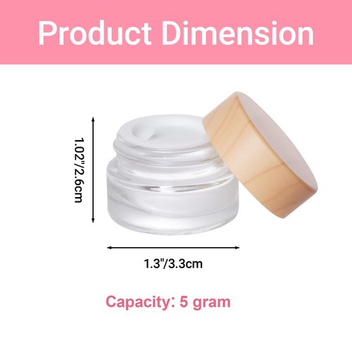 Miayon 6Pcs 0.18 oz Small Travel Lotion Containers with lids Glass Sample Empty Round Cosmetic Jar Bottles for Creams Makeup Lotion Toiletries Storage (White, 5 gram)