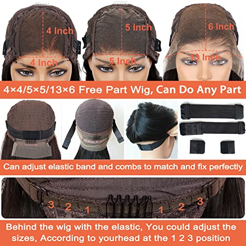 Derun 13x6 Real HD Lace Front Wig Human Hair 180% Density Straight Virgin Hair Invisible 0.1mm Ultra-thin Swiss Lace Glueless Bleached Knots Clean Hairline with Baby Hair for Women (18 Inch, 13¡¿6 ST)