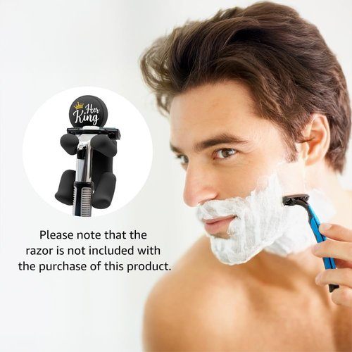 AGMDESIGN Her King Silicone Razor Holder, Funny Bathroom Decor for Inside Shower, Cool Gadgets Leg Razor Holder for Men Boyfriend Her King, Valentine’s Day Birthday Gifts for Men Boyfriend Husband Dad