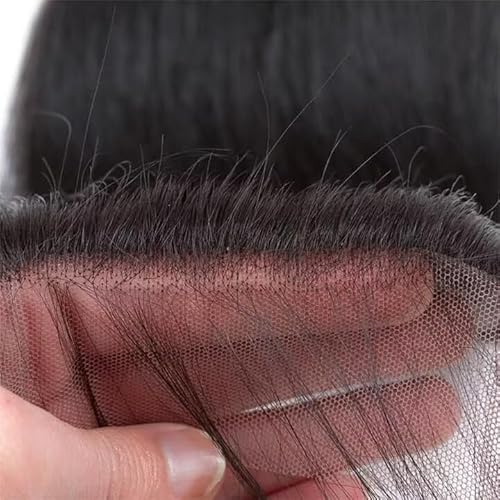 KRN 2x6 HD Lace Closure, 0.10mm Ultra-thin Invisible Swiss HD Lace Closure Pre Plucked with Baby Hair Long Deep Parting 2x6 Lace Closure Virgin Human Hair Natural Black Color 12 Inch