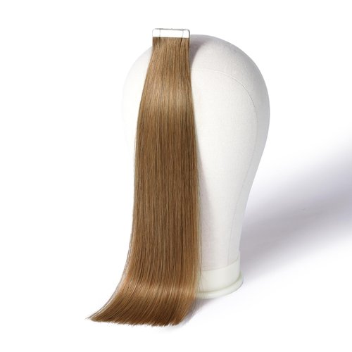DNE Tape in Hair Extensions Real Human Hair 14 inches 20Pcs/40g/Pack Seamless #6 Light Brown Dark Color Straight Invisible Double Sided Tape in Hair Extensions for Women/Girls Can Bleached and Curl