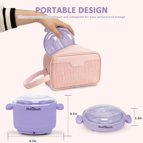 Waxing Kit -Silicone Wax Warmer for Hair Removal with 4 Packs of Hard Wax Beads, Portable Electric Silicone Wax Machine for Full Body Face Eyebrows Bikini Brazilian at Home Waxing Kit for Men Women
