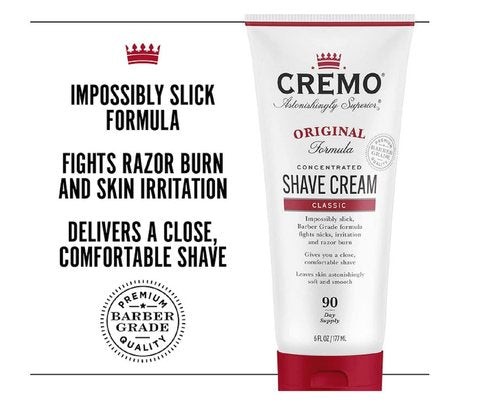 Cremo Barber Grade Original Shave Cream, Astonishingly Superior Ultra-Slick Shaving Cream Fights Nicks & Cooling Formula Post Shave Balm, Soothes, Cools And Protects Skin From Shaving Irritation