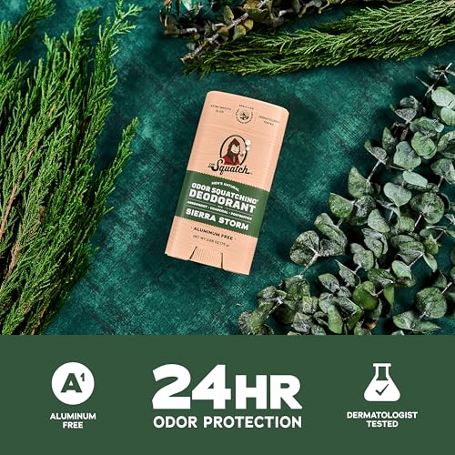 Dr. Squatch Natural Deodorant for Men - Sierra Storm ? Smells Like Giant Mountain Sequoias - Odor-Squatching Men's Deodorant Aluminum Free (2.65 oz, 3 Pack)