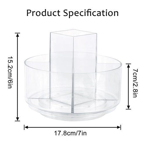 360° Rotating Makeup Organizer Clear Lazy Susan Organizer for Vanity, Cosmetic Display Cases for Bathroom Countertop, Makeup Storage Organizer, Desktop Dresser Sundries Storage Boxes