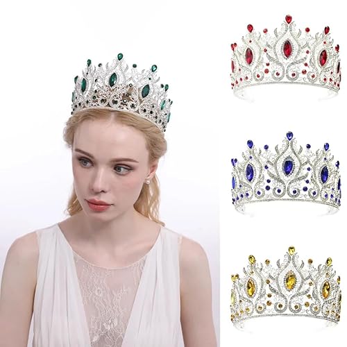 Tall Baroque Crowns for Women Large Rhinestone Bridal Crown and Tiara for Wedding Prom Quince Pageant Party Hair Accessories with Gemstones