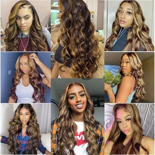 Blonde Bundles Human Hair P1B27 Body Wave Bundles Niegmeag Virgin Remy Hair 3 Bundles 24 26 28 Inch Double Weft Soft and Silky Honey Blonde Bundle Hair Weave