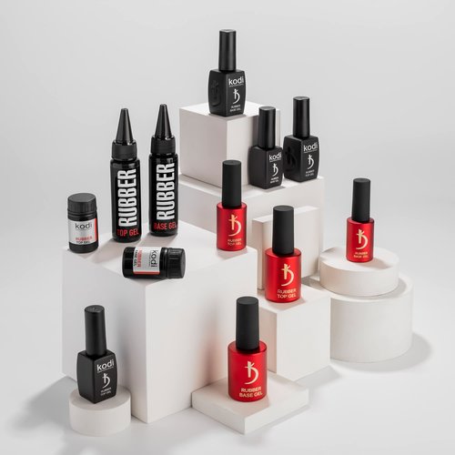 kodi professional Rubber Base and Top Coat Gel Polish UV LED - Base Coat & Top Coat Set Nails Manicure Kit Gel Nail Polish for Long-Lasting Nails (2 x 14 ml)
