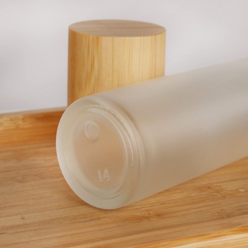 COSIDEA 6 pcs Empty 2oz /60ml bamboo lid Frosted glass spray bottle with fine mist despenser head for liquid perfume toiletries containers, toner bottles
