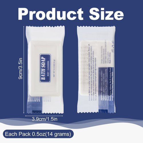 Travel Size Bars Soap in Bulk, Individually Wrapped 0.5 oz Mini Small Body Hand and Face Soaps Toiletries Amenities for Hotel, Shelter/Homeless/Nursing Home/Charity/Motel/Guest Bathroom (100)
