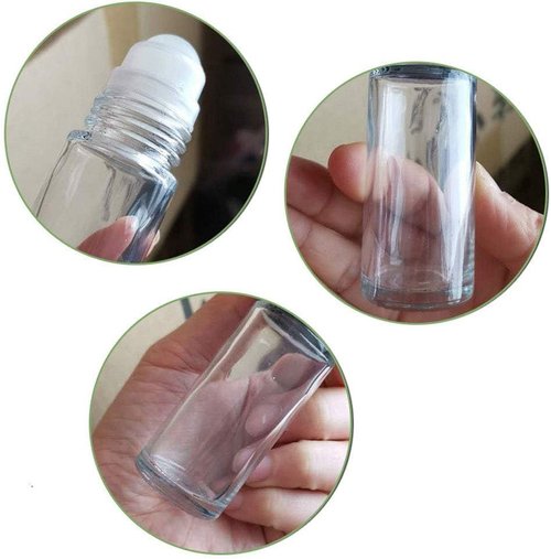 Qintreesify 2Pcs Black Clear Empty Glass Essential Oil Roller Bottles Vials Containers Refillable Roll-on Bottles with Refillable Containers Tools and Accessories (30ML)