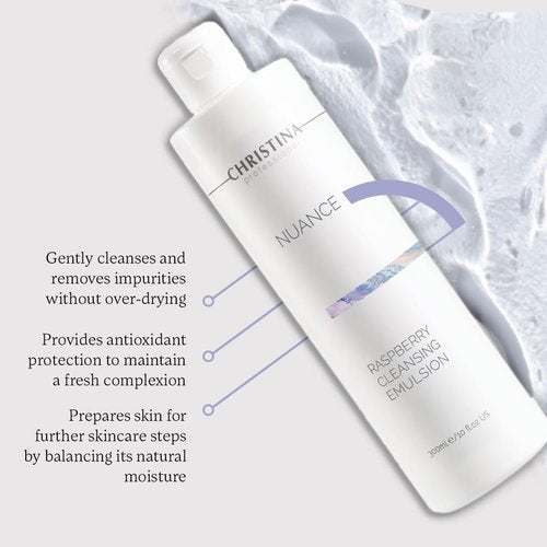 -CHRISTINA- Nuance Gentle Daily Cleanser for Face - Hydrating Facial Wash for Women & Men - Purifying, Moisturizing, Natural Emulsion with Pomegranate, Raspberry & Grape Seed Extracts - 300ml