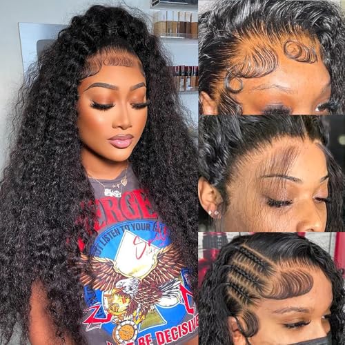 32 Inch 13x6 Deep Wave Lace Front Wigs Human Hair 13x6 HD Lace Front Wigs Human Hair Pre Plucked Glueless Frontal Wigs Human Hair Deep Curly Wig for Women 200 Density