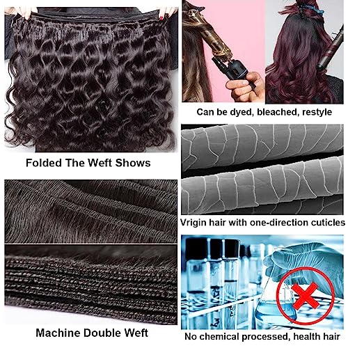 Bundles with Closure Human Hair Body Wave (20 22 22 24+20) 4 Bundles with Closure 5x5 HD Closure with Bundles Human Hair 12A Unprocessed Virgin Hair