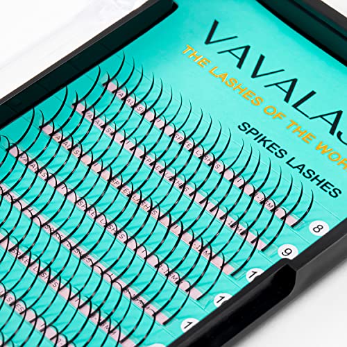 VAVALASH Premade Fan Spikes Lash Extensions 13-20mm Mixed Tray C Curl 0.07mm Matte Black Eyelash Extension Supplies Spikes Fans£¨D-0.07,13-20mm£©