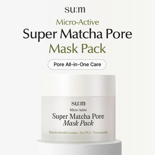 SU:M Micro-Active Super Matcha Pore Mask Pack (3.38fl oz) - Pore refining, oil control, exfoliating mask. with Matcha Blended Complex, Zinc PCA, and Fermented Vitamin B3 for smoother, clearer skin