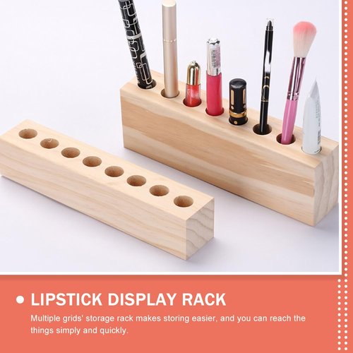 Zerodeko Wooden Cosmetic Storage Rack 2Pcs Makeup Organizer for Lipstick Display and Lip Pencil Storage Desktop Stand for Beauty & Personal Care