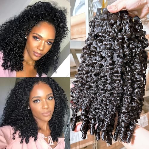 YMS 3C4A Burmese Curly Human Hair Bundles 18 20 22 Inch Curly 3 Bundles Unprocessed Burmese Raw Hair Extension Real Human Hair 16A Natural Color Spiral Curly End Human Hair Weft Extensions