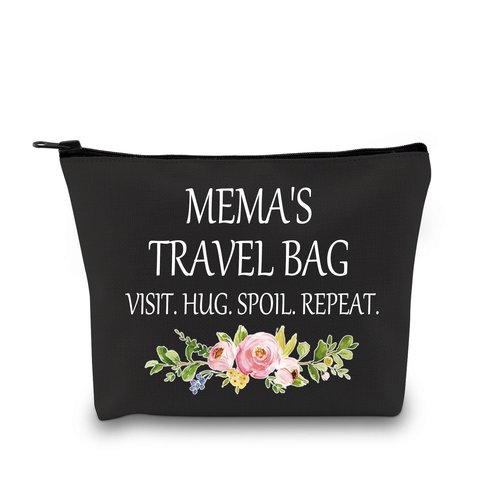 GJTIM Mema Cosmetic bag Grandma Mema Mother’s Day Birthday Appreciation Gift Travel Toiletry bag for Mema (Mema's Travel Black)