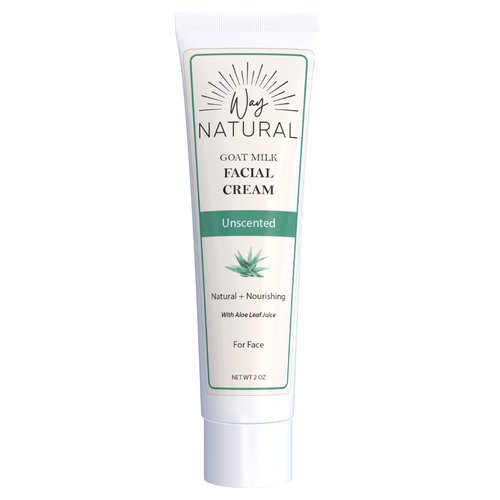 Way Natural Goat Milk Lotion, Fragrance-Free - Natural Facial Moisturizer for Women & Men w/Aloe - Hydrating Face Moisturizer for Dry Skin, Day & Night - Unscented Goat Milk Face Cream - 2oz Tube