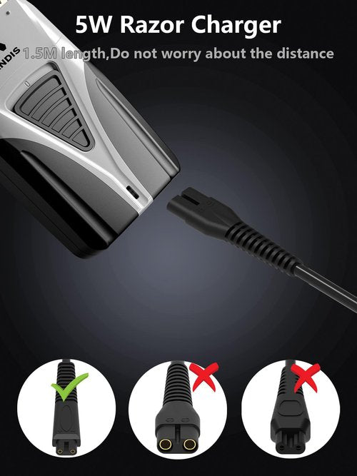 5V 1A Charger Compatible with Andis Shaver Andis Charger Power Cord Adapter Compatible with 17150 TS-1 17220 17195 Profoil 17190 17165 17170 17205 17220 Lithium Titanium Plus TS-2 Replacement Pro Foil Shaver- 5Ft