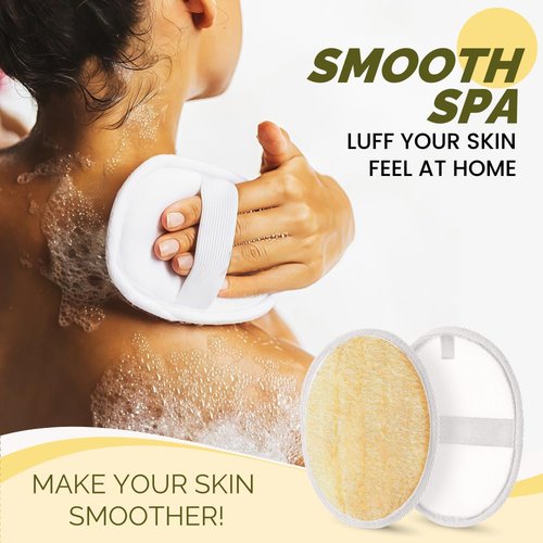 Kuenst Natural Loofah Sponge, Substitute Exfoliating Body Scrubber, Shower Loofah for Women & Men,Made with Eco-Friendly Luffa Bath Sponge, 2 Pack, 5.71in*3.94in, NavajoWhite-Snow