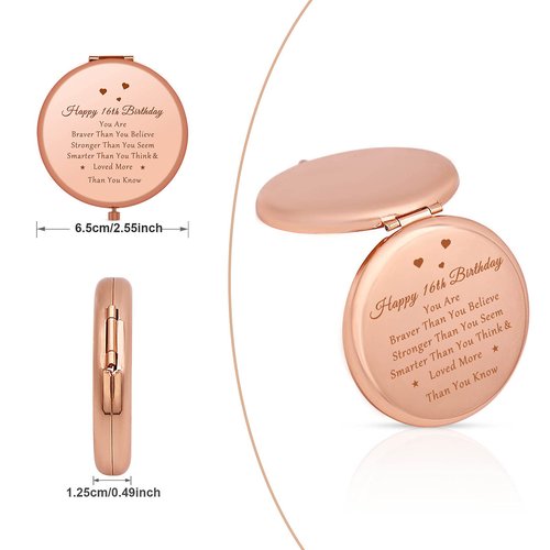 Jielahua 16th Birthday Gifts for Girl Sweet 16 Year Old Birthday Gifts Ideas for Girls Daughter Granddaughter Niece Travel Mirror Compact Makeup Mirror Birthday Gifts from Sister Friendship Gifts