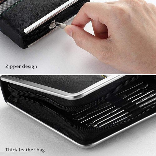 Manicure Pedicure Kit 26 Pieces, Professional Nail Clippers Set Stainless Steel with Leather Case, Portable Nail Care Tools for Home Use, Gift Idea (Black)