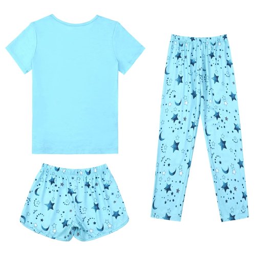 Mirawise Pajamas for Girls Blue Moon 3 Piece Pajama 8 9 8-10 Years Old Pant Pjs Set Cute