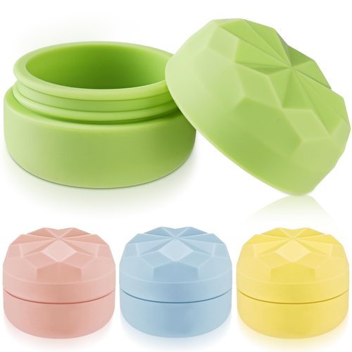 Maxcheck 4 Pcs Travel Containers for Toiletries, Silicone Cream Jars, Small Leak Proof Travel Lotion Container 0.68 oz Refillable Travel Jars with Lids for Cosmetic Makeup Face Body Hand Cream