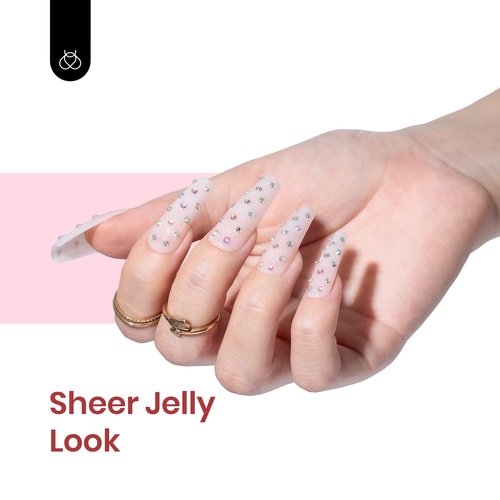 beetles Gel Polish Nail Set 20 Colors Healing Elixir Collection Manicure Kit with 6 Pcs Jelly Shimmer Giltter Nails Lady with Dreams Collection Transparent Pink Biege Gel