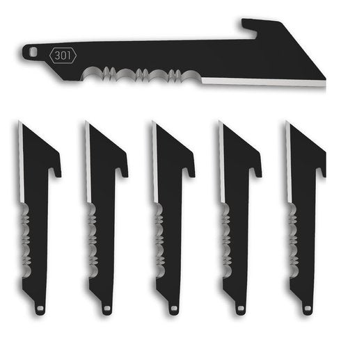 OUTDOOR EDGE RazorSafe 3" Black Utility with Serrations - 6 Pack of Black EDC Utility Blades, Compatible 3" Razor Blade Knives, Perfect for Work & Everyday Carry