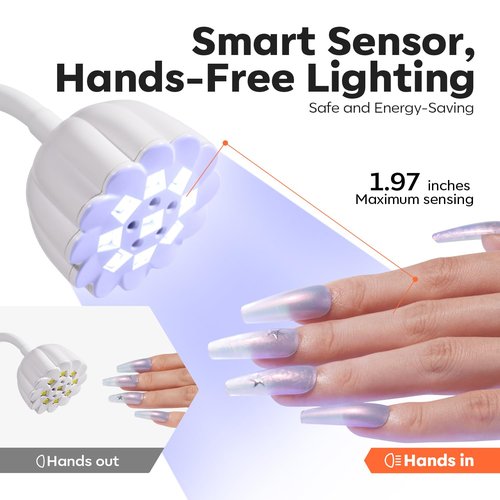 modelones Cordless UV Nail Lamp, Mini LED UV Light for Gel Polish Fake Nails Fast Curing Portable Gooseneck Lamp Nail Dryer Home DIY Manicure Kit 32W & 2000mAh 4 Timers ﻿