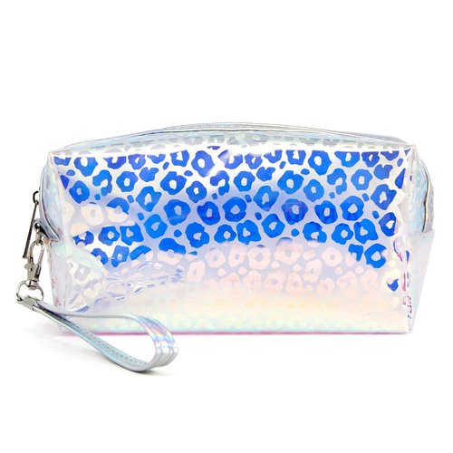 Small Makeup Bag for Purse Zipper Pouch Travel Cosmetic Organizer for Women and Girls (Leopard Hologram)