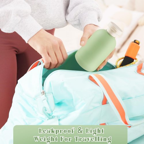 DMuuuDM 9 Pcs 6.8 oz Plastic Squeeze Bottles with Flip Cap,Empty Refillable Travel Shampoo Bottle Containers for Creams, Lotion,Body Wash, Conditioner,Silicone Funnel Included-Green