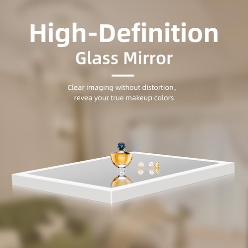 Hansong Vanity Mirror with Lights 11.8"x9.8" Lighted Makeup Mirror with Bluetooth Speaker Smart Touch Control LED Mirror with 3 Color Light Modes Detachable 10X Magnification and 360°Rotation