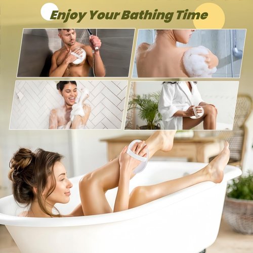 Kuenst Natural Loofah Sponge, Substitute Exfoliating Body Scrubber, Shower Loofah for Women & Men,Made with Eco-Friendly Luffa Bath Sponge, 2 Pack, 5.71in*3.94in, NavajoWhite-Snow
