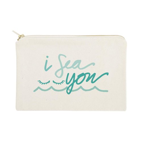 The Cotton & Canvas Co. I Sea You Summer Beach Cosmetic Bag and Travel Make Up Pouch