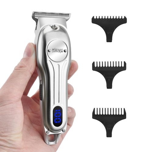 DSP Beard Trimmer for Men, Cordless Hair Clipper Shavers, Facial Hair Trimmer for Beard & Mustache Trimming, Professional Haircut Kit for Men Rechargeable LED Display (Silver)