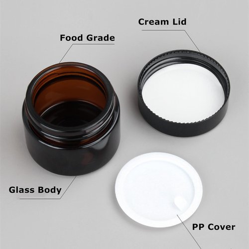 Zentriqlla 36 Pack 2oz Amber Glass Jars, Round Cosmetic Jars with with Black Lids and Inner Liners, Reusable Glass Containers for Homemade Creams, Candle, Skincare, Lotion, Travel