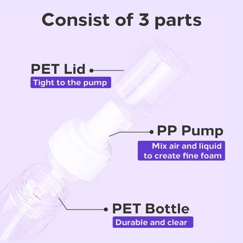 7oz Foam Pump Bottle - Usiriy 2Pcs Foam Bottle Dispenser Travel Empty Foaming Soap Dispensers Clear Plastic Spray Bottles for Travel Hand Soap Shampoo Foaming Castile Cosmetics (200ml)